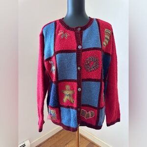 Vintage 90s Koret City Blues Checkered Knit
Holiday Sweater